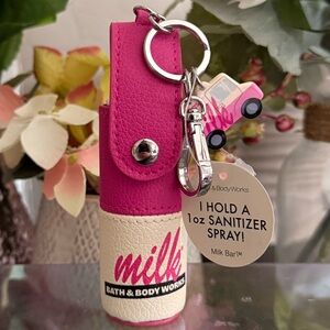 🆕🥛 BATH & BODY WORKS LIMITED EDITION “MILK” HAND SANITIZER SPRAY HOLDER W/CHARM